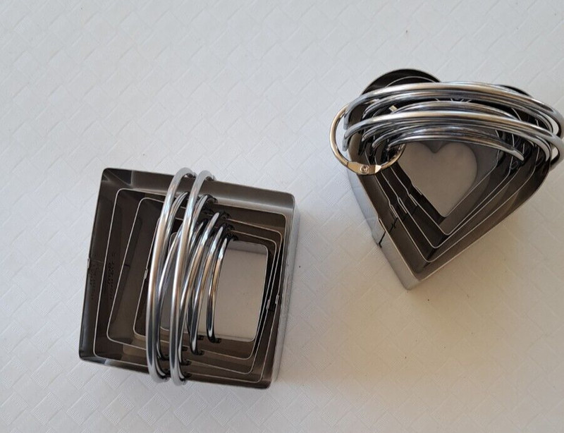 10-PCS Stainless Steel Biscuit Cookie Cutters Hearts & Squares NEW gallery