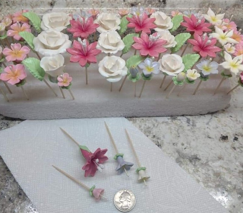 SUMMER BLOSSOM GUM PASTE ASSORTMENT: Decorate Your Own Cake! (or other colours) gallery