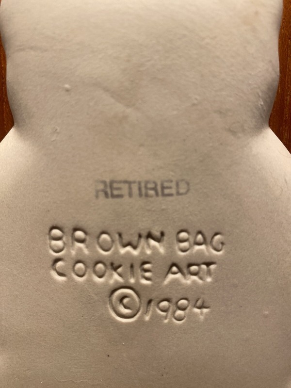 Brown Bag Cookie Mold Art Teddy Bear Stone Press 6” Mold 1984 Vintage gallery