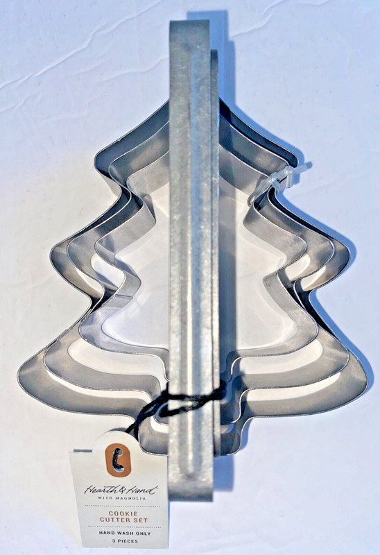 Hearth and Hand Magnolia Christmas Tree 3pc Metal Cookie Cutter Set w/ Handles