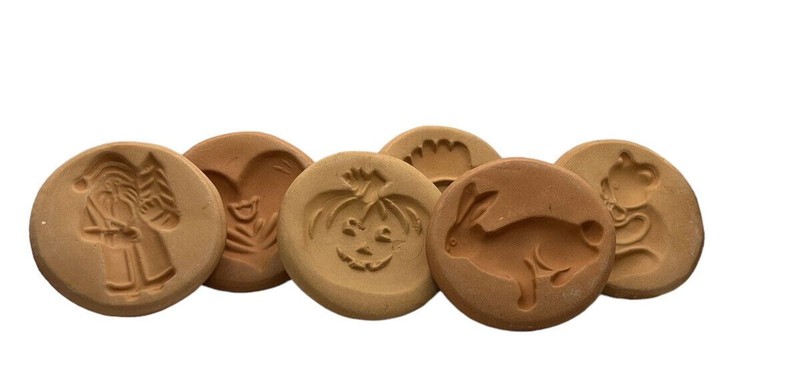 Vtg 1992 Tender Heart Treasures Ceramic Cookie Mold Press Holidays/Baby Set of 6 gallery