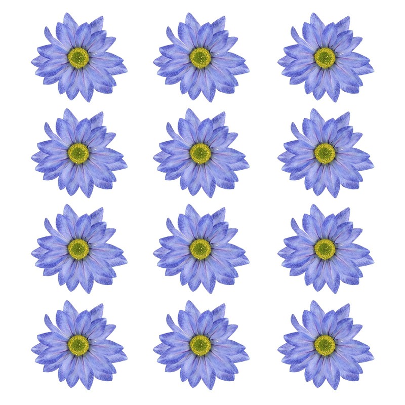 12 Pcs Artificial Daisies Flower Heads, Fake Chrysanthemum Heads, Blue