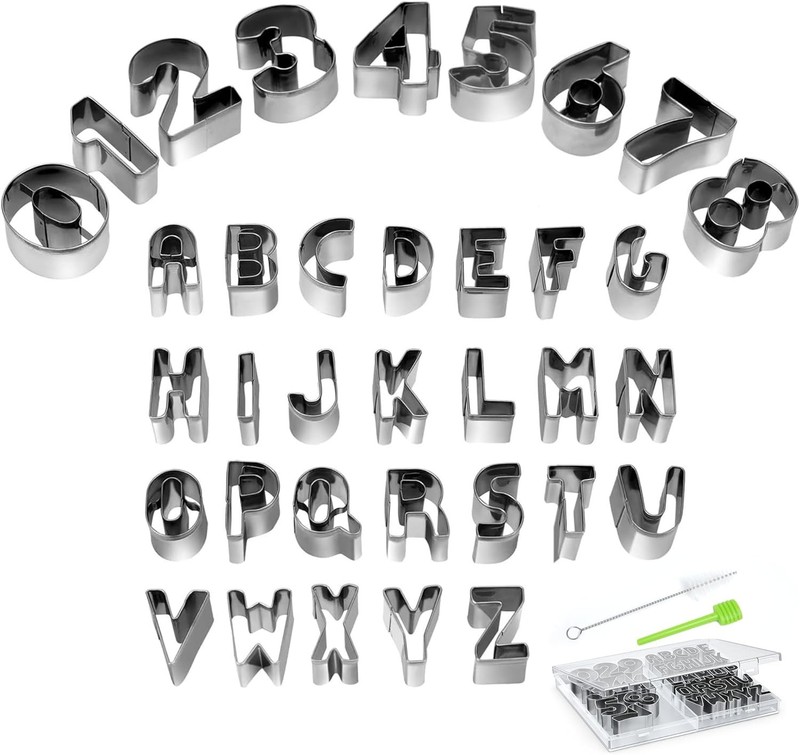 Alphabet & Number Cookie Cutters Sets of 35 Pieces Mold Tools for Fondant