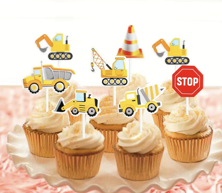 Cupcake Toppers Construction Trucks Dump Bulldozer Birthday Party 7 Pcs gallery