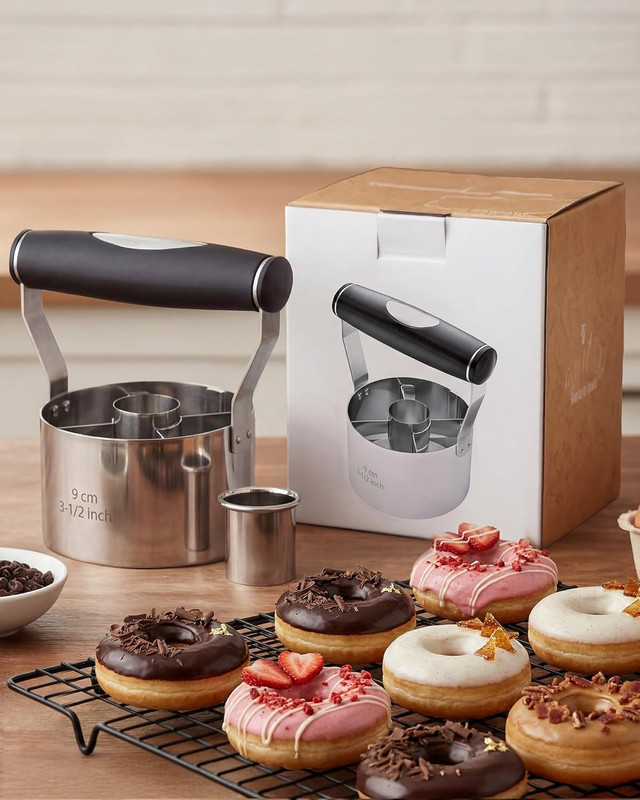 Donut Cutter, 3.5" Stainless Steel Doughnut Cutter with Ergonomic Soft Grip Hand gallery