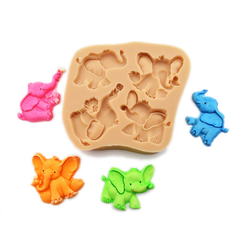 3D Happy Elephants Food grade Silicone Mold for Fondant Cake Gum Paste Supply gallery