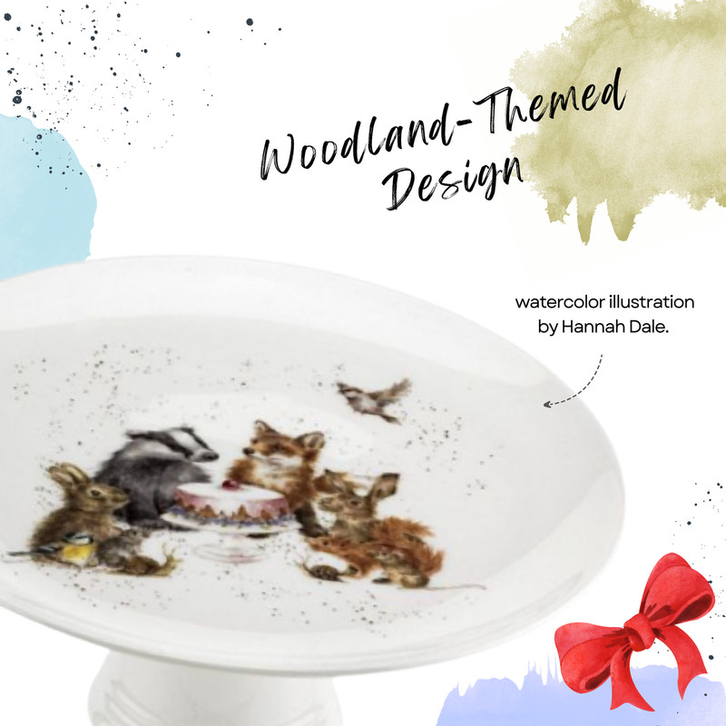 Royal Worcester Wrendale Designs Woodland Party Footed Cake Plate, 9.75 inches gallery