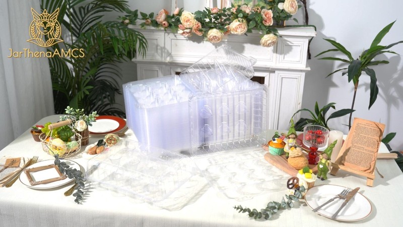 80 Pack Clear Plastic Cupcake Containers - 12 Compartment Disposable Trays for M gallery