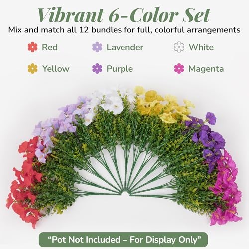 Artificial Flowers for Outdoors, 12 Bundles UV Resistant Faux Silk Morning gallery
