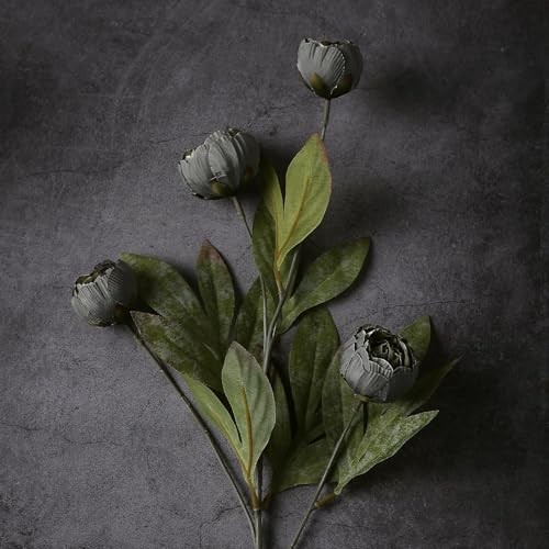 Pcs Faux Silk Peony Artificial Flowers for Vase -27", Bulk Fake 6 Dark Gray gallery