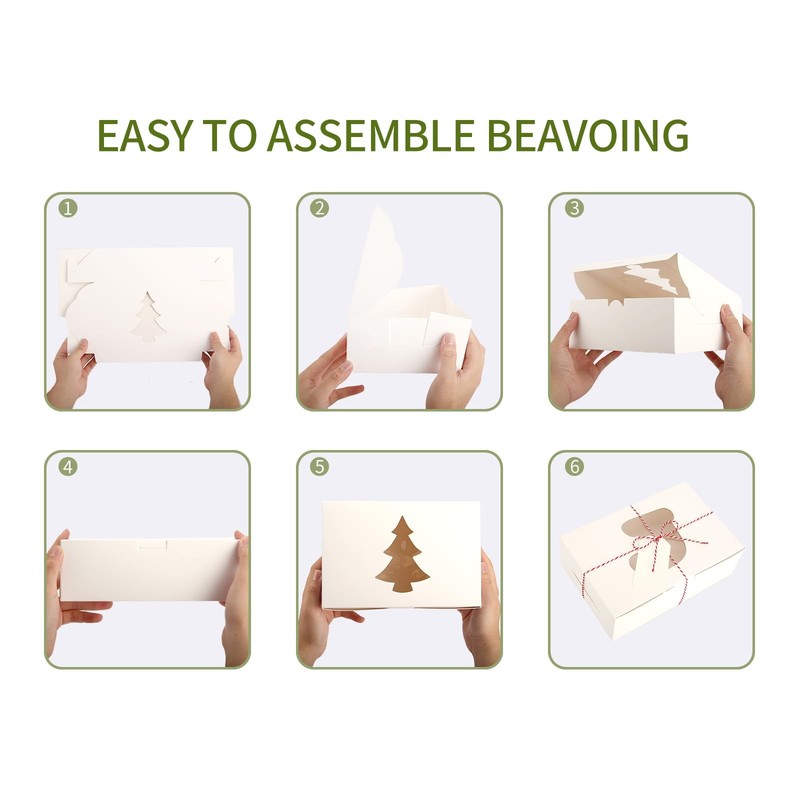 36PCS 8x6x2.5-in White Christmas Cookie Boxes, Window, Bakery Pastry Gift Boxes gallery