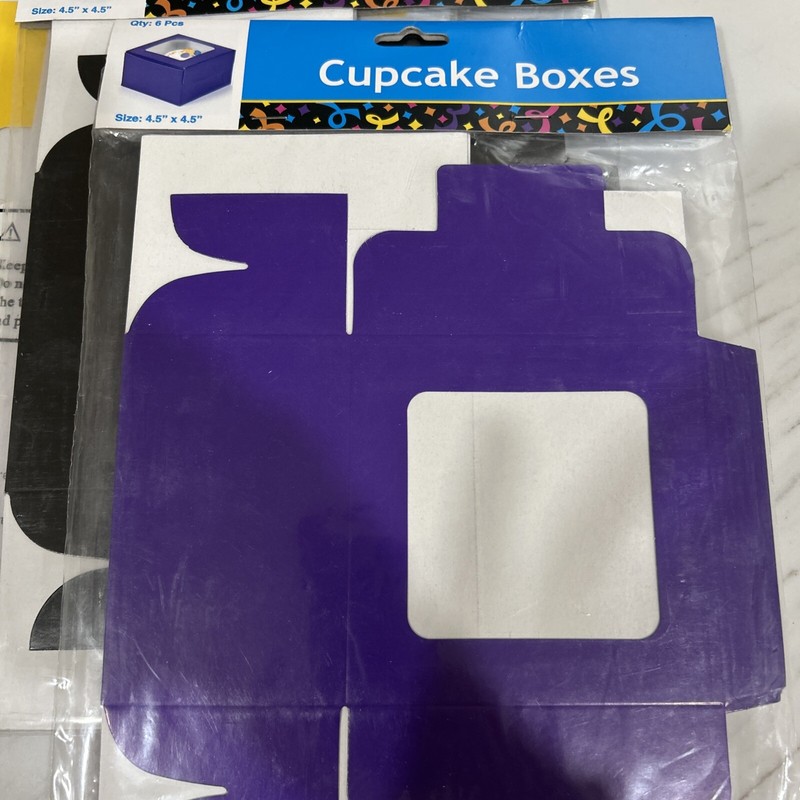 18 Total -6 Each-Yellow, Purple, Black Cupcake Boxes Window & Insert - 4.5 X 4.5 gallery