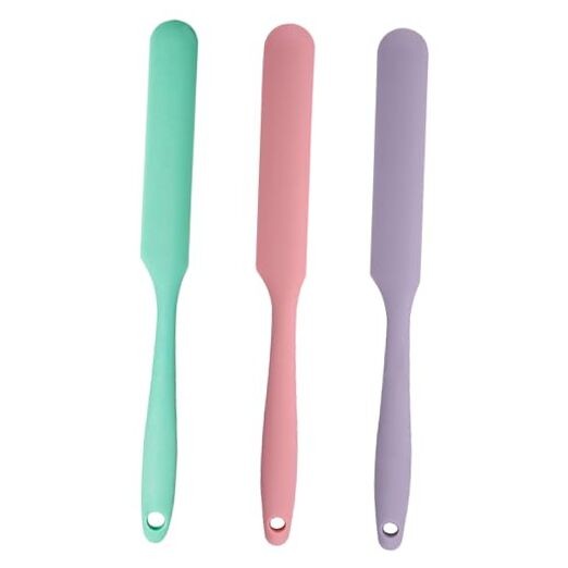 3Pcs Silicone Jar Spatula Long Handle Kitchen Spatulas for Purple, Pink, Green