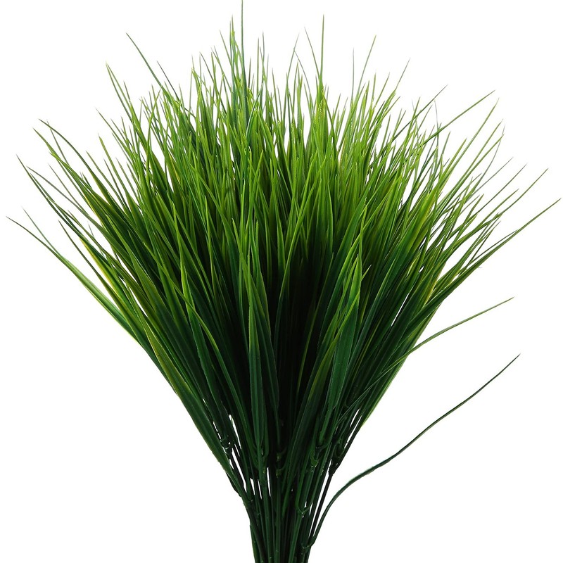 XLFAQXM 8 Pack Artificial Plants Flowers Grass Shrubs No Fade Faux 3#green