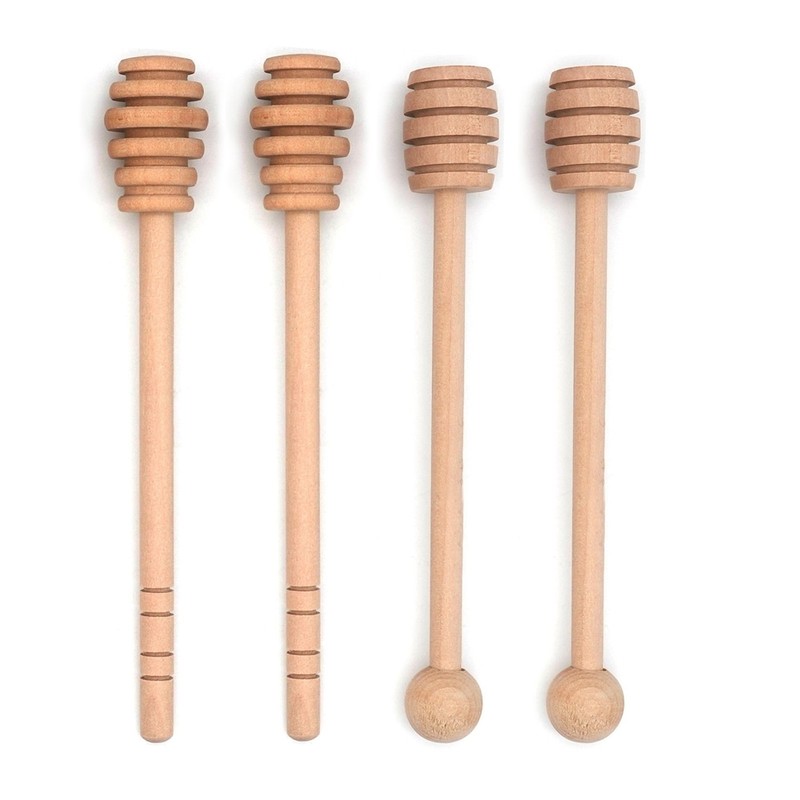 4PCS 6 inch Honey Dipper Sticks Honey Spoon, Wooden Honey Mixing Stirrer Hone…