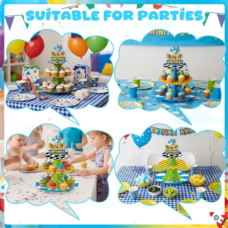 Three-Tier Cartoon Story Cupcake Stand with Number 2 - Cardboard Cake Stand, ... gallery