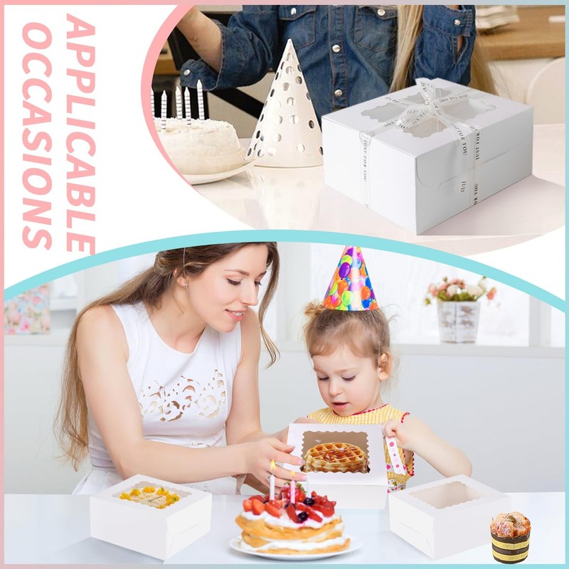 12pcs 10x10x5 Inches Cake Boxes,6pcs White Boxes and 6pcs Boards,Cajas Pastel... gallery