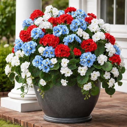 12 Bundles 4th of July Red Blue White Geranium Flowers Patriotic Artificial