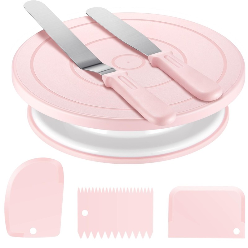Cake Decorating Kit Baking Supplies Set Cake Turntable with 2 Frosting Straig...