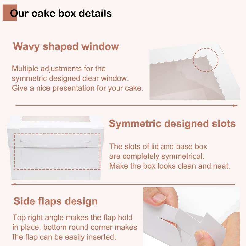 10pcs Cake Boxes 10 Inch 10x10x8 Tall Cake Boxes With Window For Tier Baking Dis gallery