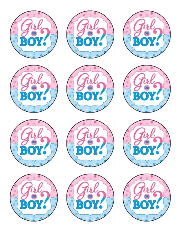 Baby Shower Cupcake Toppers Edible Icing Gender Reveal Cake Decorations