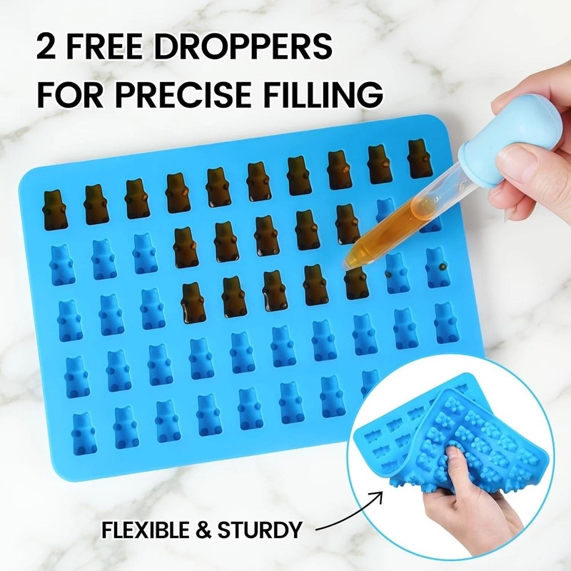 Gummy Molds Bear Candy Silicone - Mini Size Chocolate Gummy Molds with 2 Drop... gallery