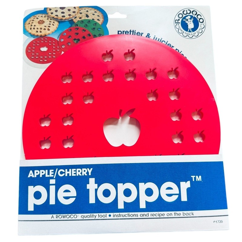Vintage 1986 Rowoco Apple Cherry Pie Topper Red Plastic Crust Mold Tool NEW