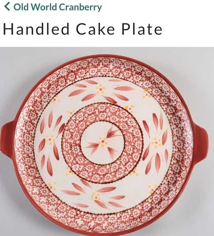 Temptations Old World Cranberry Cake Plate Platter By TARA VINTAGE Yellow Flower