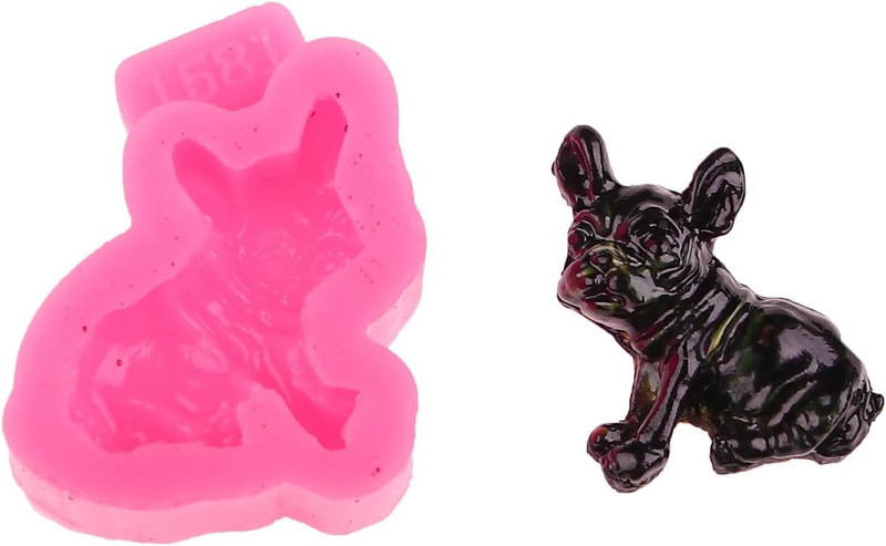 Super Glossy Cute Dog Silicone Molds Bulldog Shape Chocolate Mold for Cake Decor