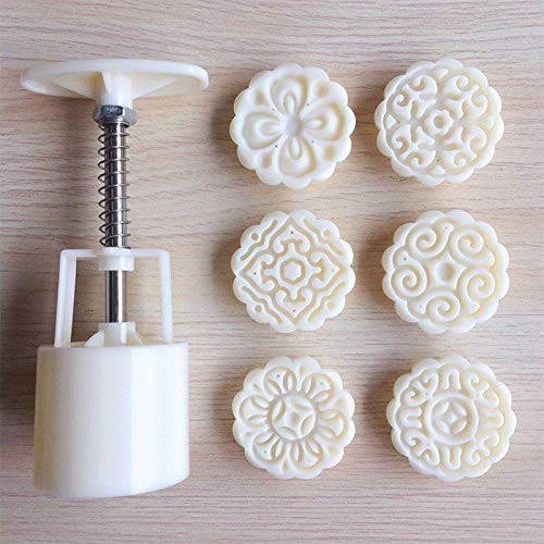 Mooncake Mold 6 Stamps HandPressure Flower Cake Mould 50g DIY Round gallery