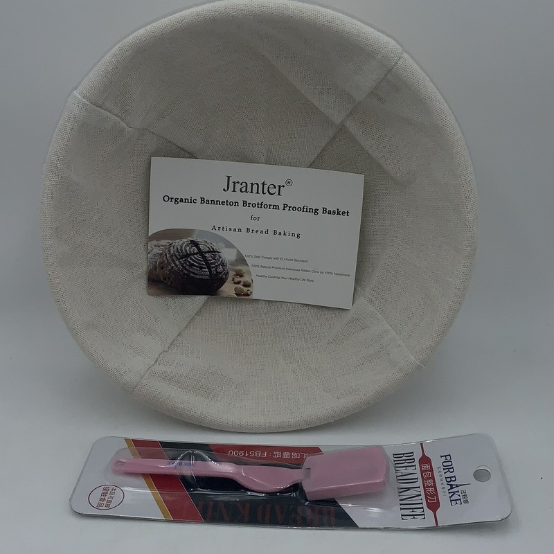 Organic Banneton Brotform Proofing Basket For Artisan Bread Baking + Bread Knife