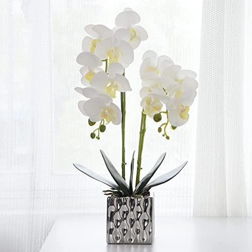 Artificial Orchid, Silver Vases, Home Decoration Flower Arrangements, Faux gallery
