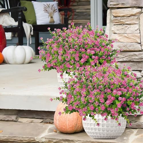 Outdoor Artificial Flowers UV Resistant, 20 Bundles Fake Realistic Floral Pink gallery