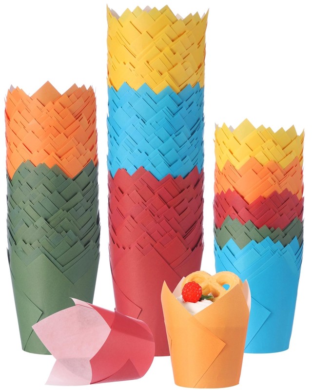 Havawish 500 Pcs Colorful Tulip Cupcake Liners, Rainbow Cupcake Baking Liners…