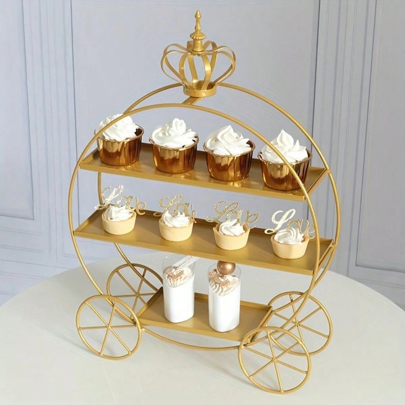 Gold Round Cupcake Display Stand Wedding Birthday Party Cake Dessert Tray gallery