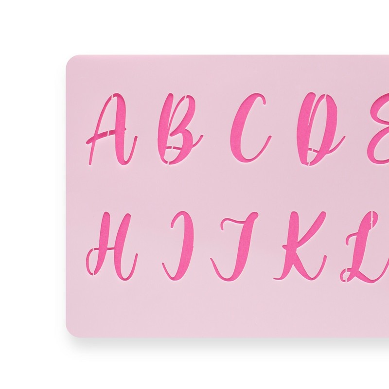 Lacupella Calligraphy Cursive Alphabet Letter Number Cake Acrylic Stencil 1.5 In gallery