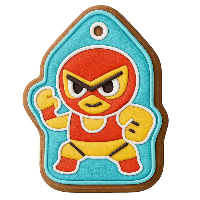 Chibi Wrestler Tag Cookie Cutter & Stamp, Fondant & Clay - 4x2.9 gallery