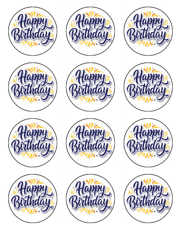 Happy Birthday Cupcake Toppers Wafer Birthday Cake Decorations (8 Designs) gallery