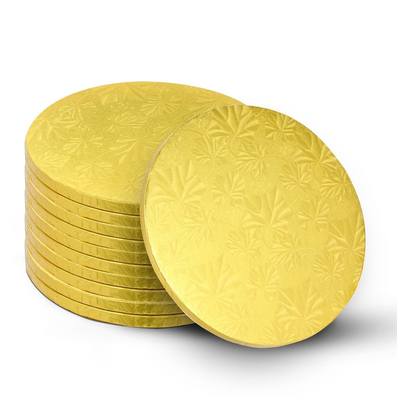 Round Gold Cake Drum Board Base For Heavy Tiered Cakes 10 Inch 10Pack
