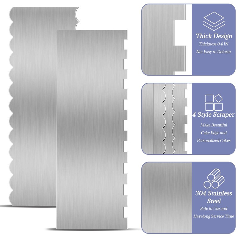 Stainless Steel Cake Scraper, 9 Inch Large Double Sided 9 Inch, Silver gallery