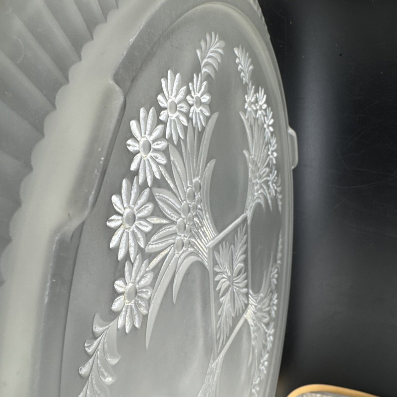 Frosted Glass Cake Plate 11.5" Diameter Vintage Floral Snack Dessert Tray 📦 gallery