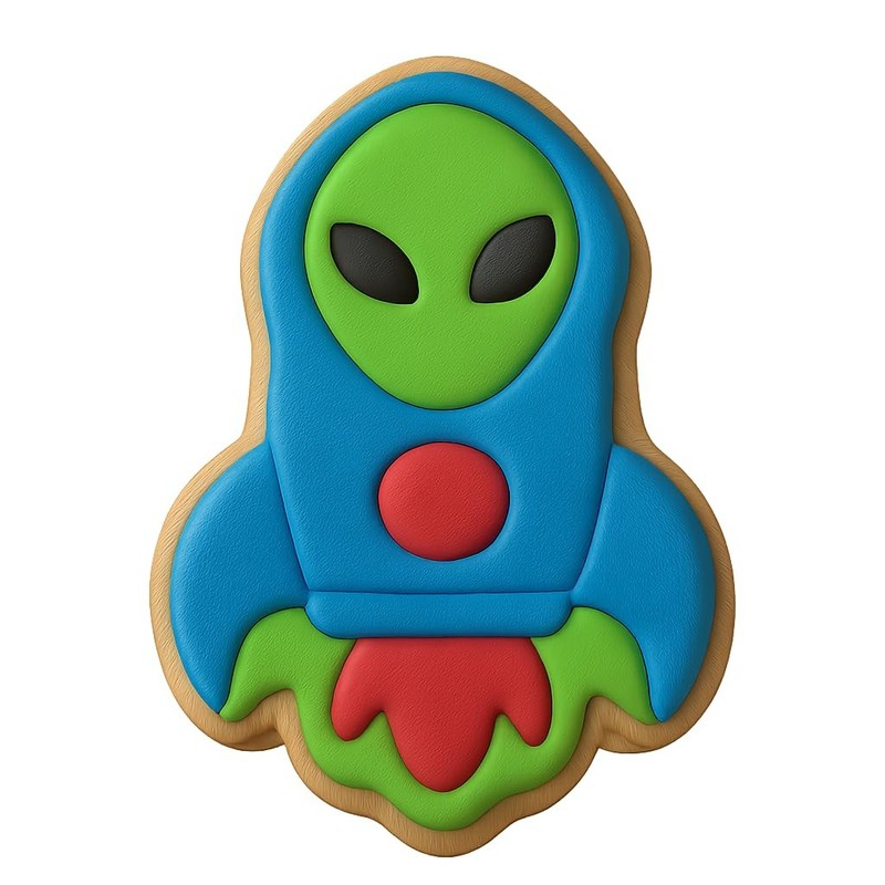 Rocket Ship Alien Cookie Cutter & Stamp - 2.8x4 gallery