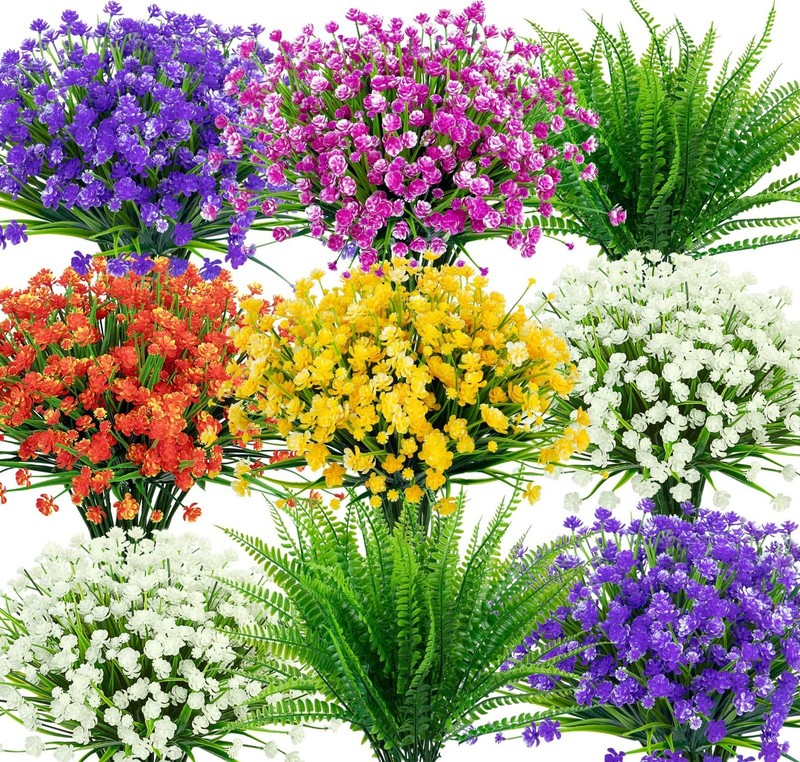 Ouddy Decor 24 Bundles Artificial Flowers for Outdoors 24 Packs, Multi Color