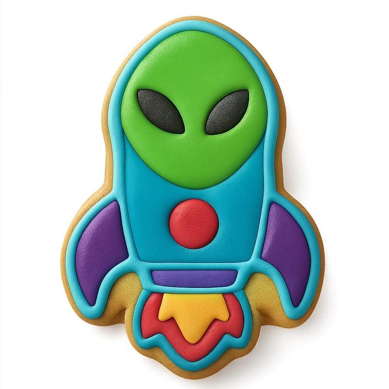 Rocket Ship Alien Cookie Cutter & Stamp - 2.8x4 gallery