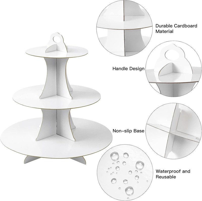 Elegant 3-Tier White Cupcake Stand - Perfect for Every Celebration gallery