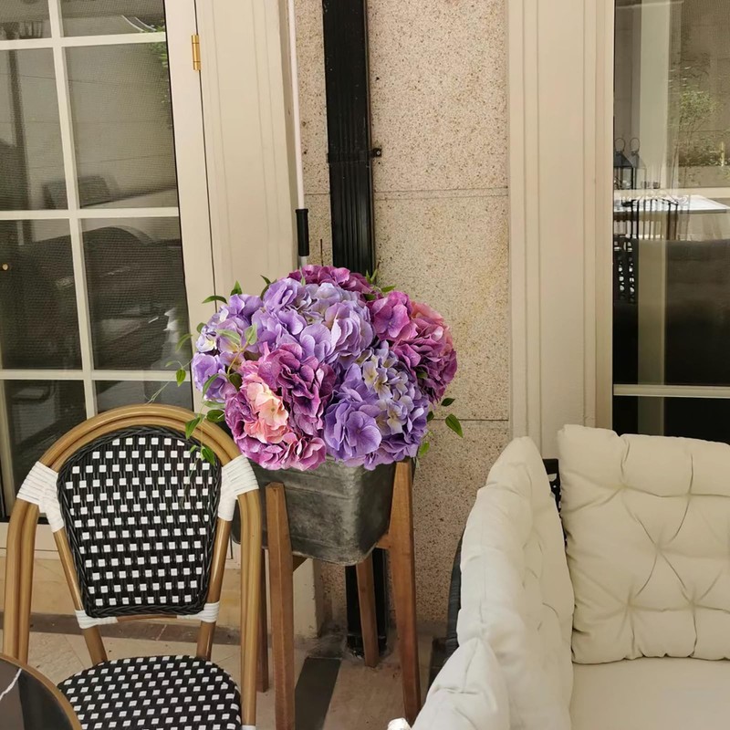 Yalzonemet 3 Pcs Pink Purple Hydrangea Artificial Flower Real Touch 21 Long gallery