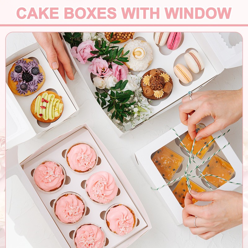 18 Pcs 8 x 8 x 5 Inch Cake Boxes with Window, Black gallery