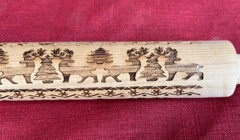 Wooden Christmas Rolling Pin Reindeer Christmas Trees Snowflakes Cutouts gallery