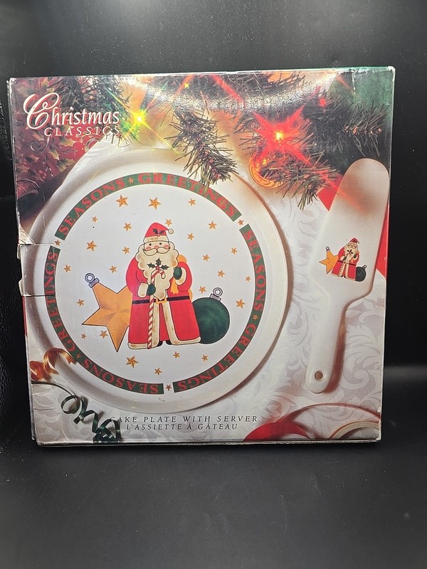 Cake Plate & Server Seasons Greetings Signature Housewares Japan 11" gallery