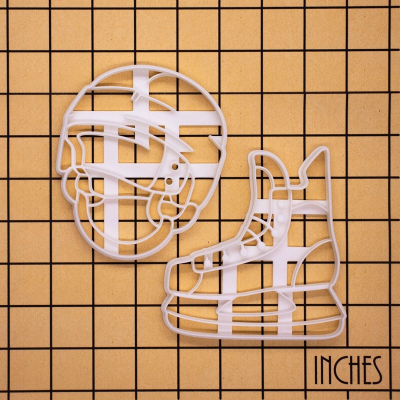 Set of 2 Ice Hockey Cookie Cutters - Skate Helmet sports game tournament league gallery